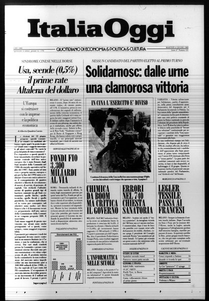 Italia oggi : quotidiano di economia finanza e politica